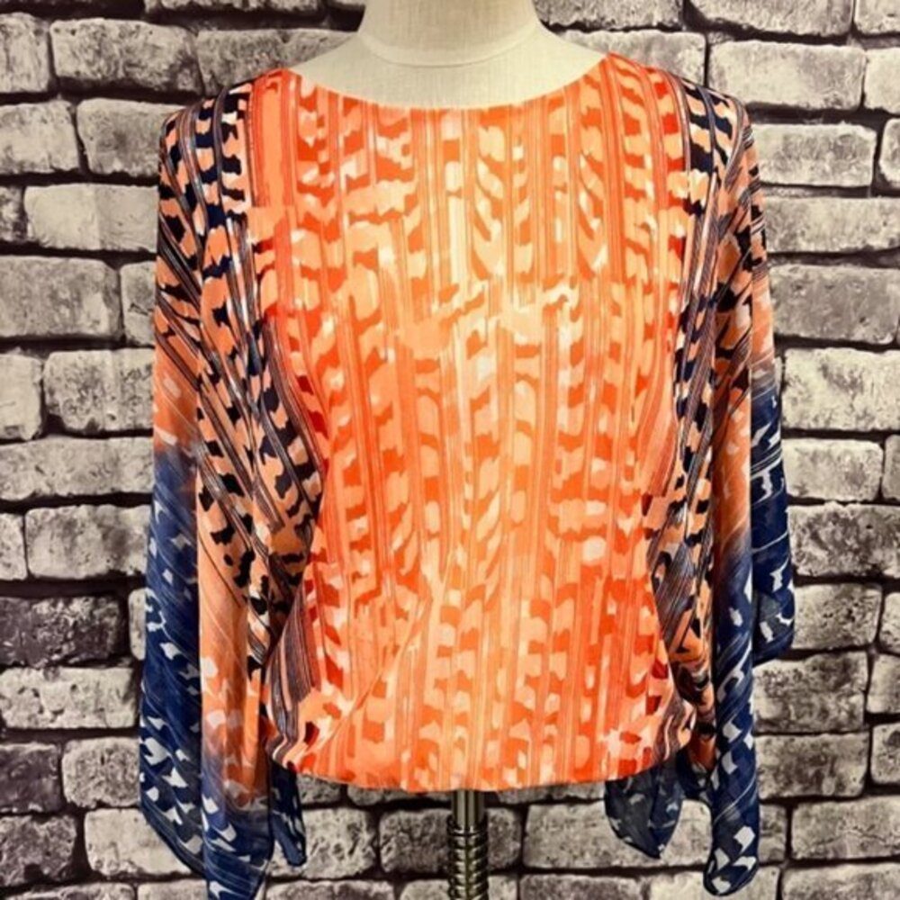 Chico's Multicolored Open Sleeve Blouse Size Small